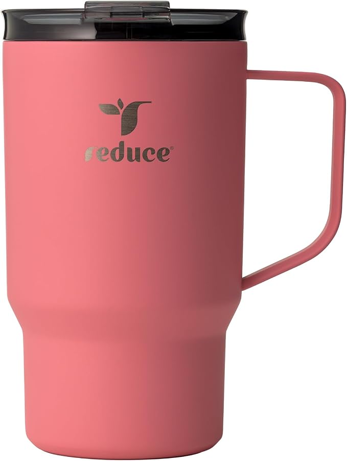 REDUCE Hot1 18 oz Hot1 Stainless Steel Insulated Mug with Temperature Adjusting Lid - Dual-Wall Vacuum, Cupholder Friendly - Keeps Drinks Hot for 6 Hours - Ideal for Coffee, Tea & Other - Baked Clay