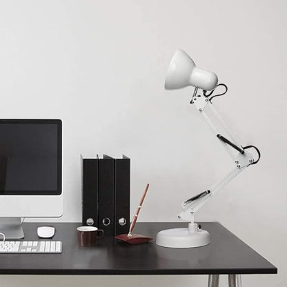 Led Desk Lamp with Clamp - Swing Arm Desk Lamp with 1 LED Cold Light Bulbs 6500K - Folding Table Lamp，Used for Office, Work, Study, Dormitory Reading and Eye Protection (White-01)