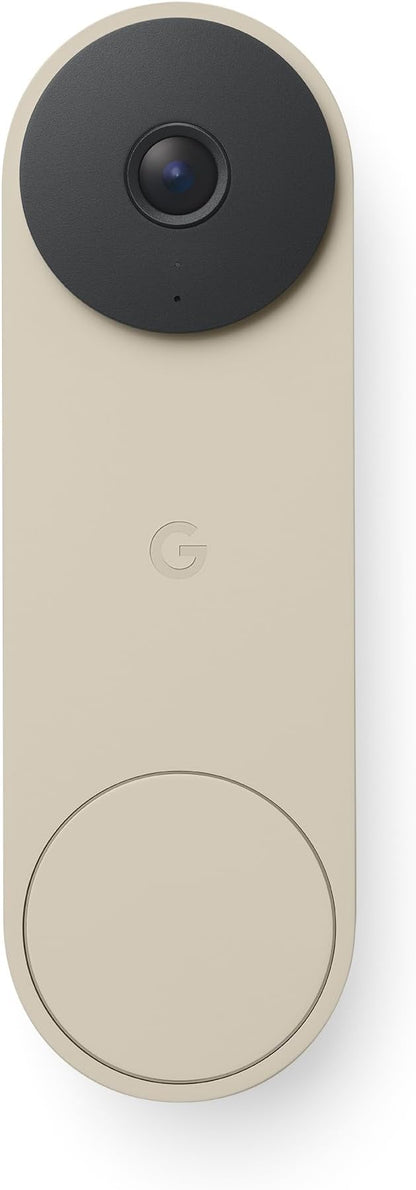 Google Nest Doorbell (Wired, 3rd Gen) - 2K Video, Live View - 2025 - Linen | Video doorbell, 2K HDR, intelligent alerts, color night vision, 2-way audio, works with Google Home & Gemini
