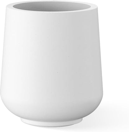 Kante 15.3" Dia Round Concrete Planter, Outdoor Indoor Large Plant Pots Containers with Drainage Hole and Rubber Plug for Home Garden Patio, Snow White