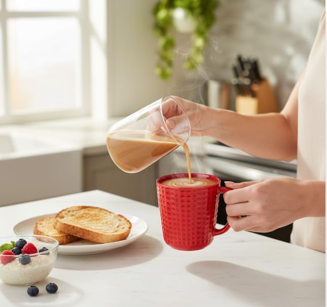 Large Coffee Mug, 20 oz Ceramic Coffee Cups with Handle, Red | Red Coffee Mug for Office & Home, Latte Cocoa, Microwave & Dishwasher Safe, Lead-Free, Wedding & Housewarming Gift