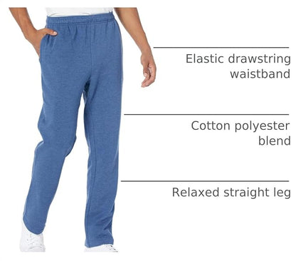 Amazon Essentials Men's Relaxed Straight Leg Fleece Open Bottom Sweatpant (Available in Big & Tall)