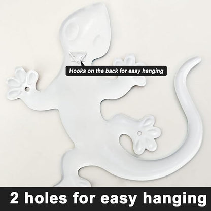Metal Gecko Wall Art Decor- Outdoor Lizards Hanging Decoration for Garden Yard Fence Patio Balcony(4 Pack)