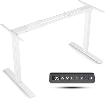 Dual Motor Electric Desk Frame- Standing Desk Legs, Ergonomic Height Adjustable Desk Frame, Sit Stand Desk Frame, Heavy Duty 330 lb Load Capacity (White Frame Only)