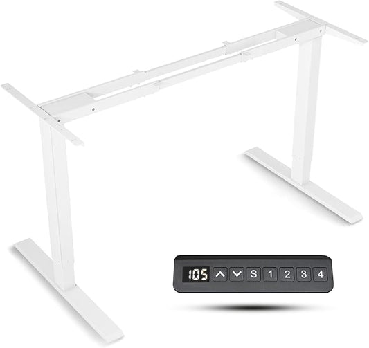 Dual Motor Electric Desk Frame- Standing Desk Legs, Ergonomic Height Adjustable Desk Frame, Sit Stand Desk Frame, Heavy Duty 330 lb Load Capacity (White Frame Only)