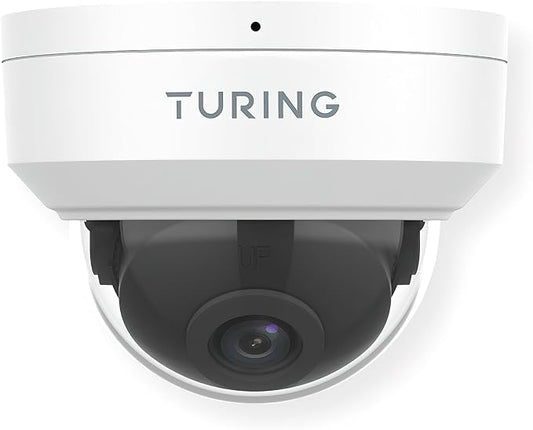 Turing TP-MFD8M28 SMART 8MP IR Dome IP Camera, White; 2.8mm Lens; Face/Human/Vehicle AI SMART Series NVR, Bridge, and Cloud; IP67, IK10, WDR, PoE; Indoor/Outdoor Use; Tampering Alert