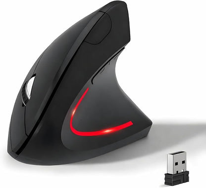 Wireless Ergonomic Mouse, 2.4G Wireless Vertical Ergo Mouse, 800/1200/1600 Adjustable DPI,6 Buttons Ergonomic Mouse for Laptop/MacBook/PC/Desktop-Black