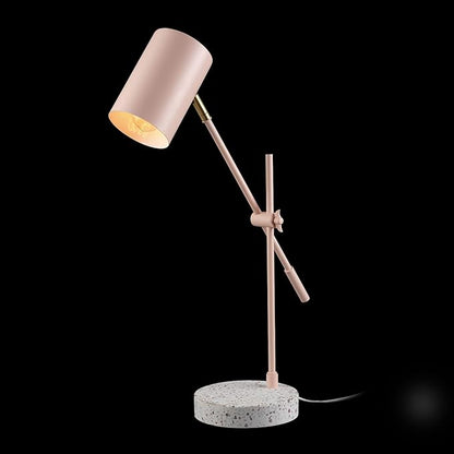 Globe Electric 30292 18" Desk/Table Lamp, Matte Pink, Matte Brass Accent, Terrazzo Base, Adjustable Height, Balance Arm, in-Line Rocker On/Off Switch, Adjustable Lamp, Home Office Accessories