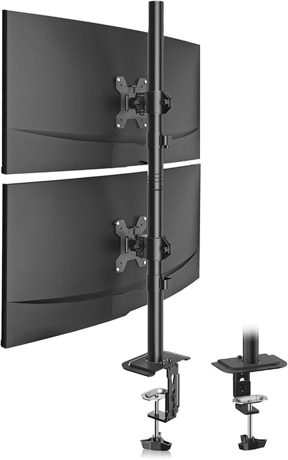 Suptek Dual LED LCD Monitor Stand up Desk Mount for 2 / Two Screens up to 32 inch Extra Tall 31.5" Pole Heavy Duty Fully Adjustable Stand Vertical Array (MD6802)