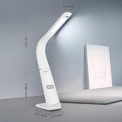 LED Desk Lamp with USB Charging Port, 10W wireless charger, Stepless dimmable, Natural Lights, Desk Lights for Home Office, Office Desk Lamp Eye Caring Reading Light, Gesture Control Table Lamp