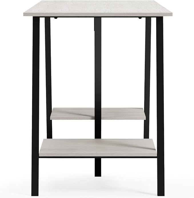 Signature Design by Ashley Bayflynn Modern Home Office Desk or Drafting Table with Sawhorse Legs, White & Black