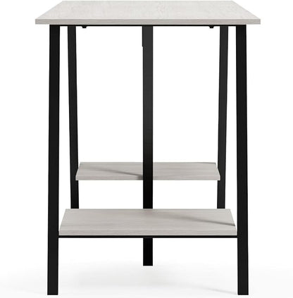 Signature Design by Ashley Bayflynn Modern Home Office Desk or Drafting Table with Sawhorse Legs, White & Black