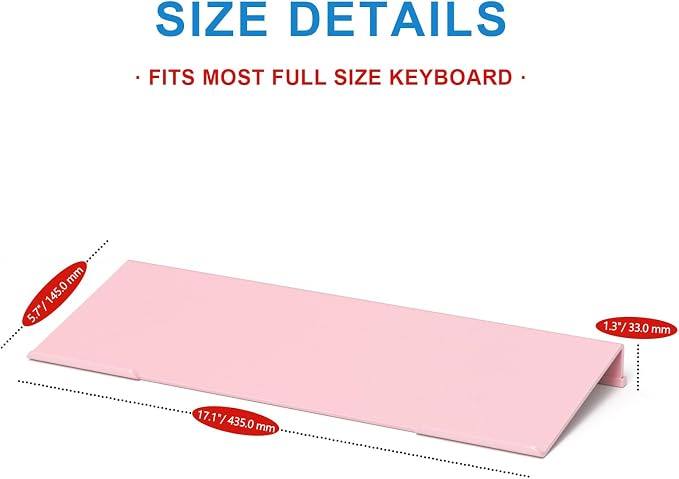 WINFFOR Comfortable Computer Keyboard Stand - Ergonomic Keyboard Riser Acrylic Tilted Keyboard Holder for Easy Typing&Working at Home Office - Fits All Keyboard Sizes - 17'' Wide (Lightpink)