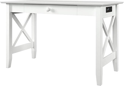 AFI Lexi Desk with Drawer and Charging Station in White
