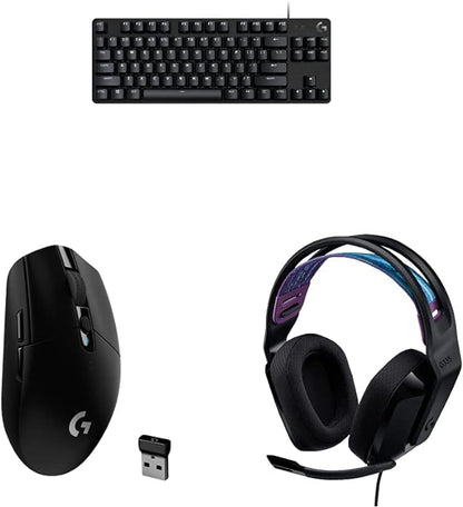 Logitech G413 TKL SE Mechanical Gaming Keyboard + G305 Lightspeed Wireless Gaming Mouse + G335 Wired Gaming Headset Bundle - Black