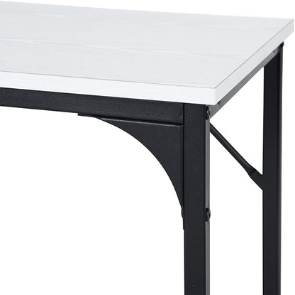 FurnitureR 31.5 inch Small Study Writing Table with Storage Bag Space Saving for Home Office, Modern PC Metal Frame Computer Desk, White