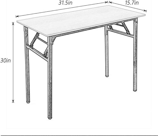 SogesGame 31.5 inches Small Desk Computer Desk for Small Space Small Folding Table Small Writing Desk Compact Desk Foldable Desk No Install Needed, White