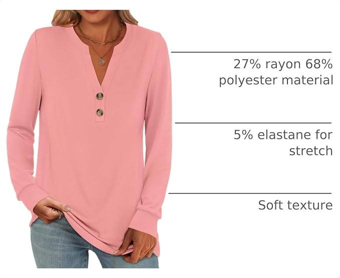 ANRABESS Women's Long Sleeve Shirts 2026 Spring Fashion Dressy Casual Tops Trendy Henley Blouses Cute Work Outfits Clothes