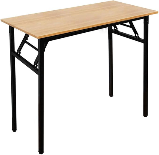 SogesGame 31.5 inches Small Desk Computer Desk for Small Space, Small Folding Table Small Writing Desk Compact Desk Foldable Desk, No Install Needed, Teak Black