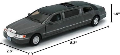 KiNSMART 1999 Lincoln Town Car Black Stretch Limousine 7Inch 1:38 Scale Die Cast Metal Model Limo Toy