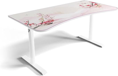 Arozzi Arena Special Edition Ultrawide Curved Gaming and Office Desk with Full Surface Water Resistant Desk Mat Custom Monitor Mount Cable Management Cut Outs - Sakura