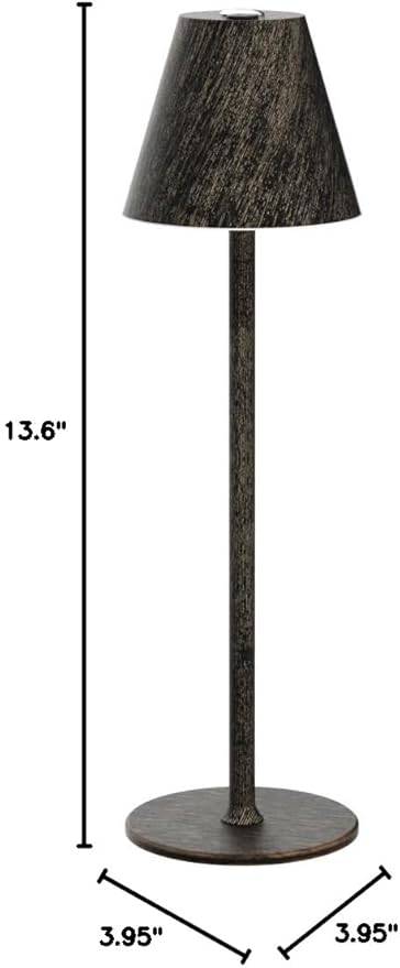 LED CordlessTable Lamp,4000mAh Rechargeable Battery Desk lamp,3 Level Brightness Night Light, Minimalist Design, for Couple Dinner/Coffee Table/Restaurant/Bedroom(Vintage Copper)