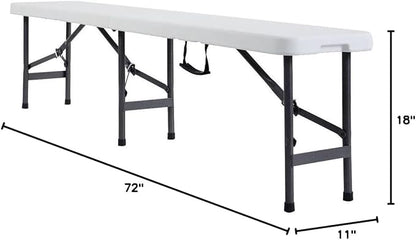 VINGLI 6 feet Plastic Folding Bench,Portable in/Outdoor Picnic Party Camping Dining Seat, Garden Soccer Multipurpose Entertaining Activities, Smooth HDPE Tabletop, 1 Pack, White