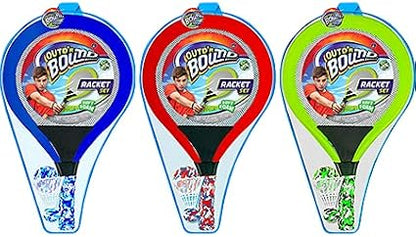 Badminton Set with 2 Rackets, Beach Ball and Birdie - Assorted Colors - Light Paddle Ball Tennis Racket Outdoor Games Beach Toy Set 5135