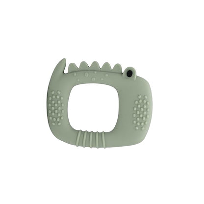 Loulou Lollipop Wild Silicone Teether for Babies 4 Months and Up, Textured Teething Ring for Sore Gums, BPA-Free Food-Grade Silicone, Easy-Grip Open Shape, Dishwasher & Freezer Safe, Alligator
