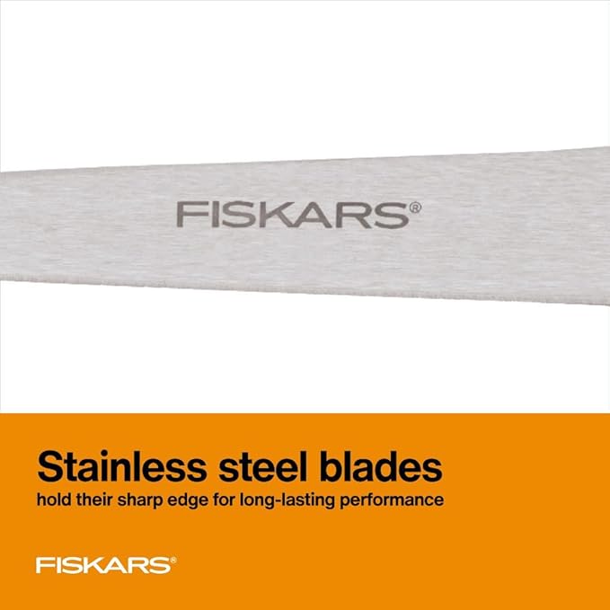 Fiskars 8" SoftGrip Everyday All Purpose Scissors, Office & Crafts, Grey | For Paper, Cardboard & Photos, Precision Stainless Steel Blades, Ergonomic SoftGrip Handles for Comfort & Control