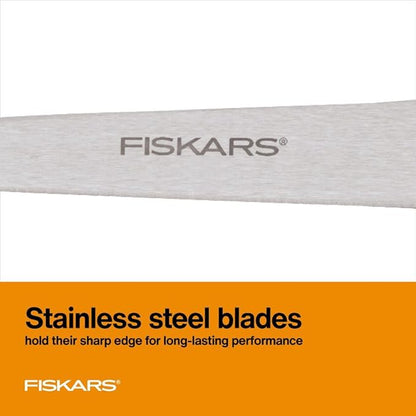 Fiskars 8" SoftGrip Everyday All Purpose Scissors, Office & Crafts, Grey | For Paper, Cardboard & Photos, Precision Stainless Steel Blades, Ergonomic SoftGrip Handles for Comfort & Control