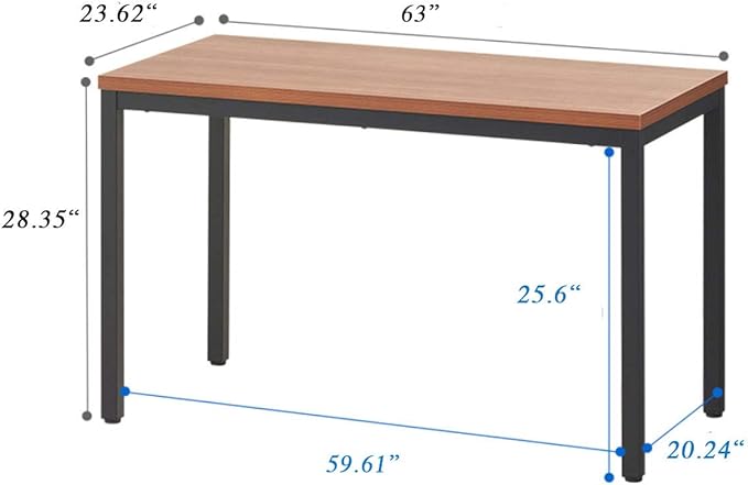 Writing Computer Desk Modern Simple Study Desk Industrial Style Laptop Table for Home Office Brown Notebook Desk (24x63 Inches)