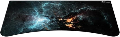 Arozzi Arena Special Edition Ultrawide Curved Gaming and Office Desk with Full Surface Water Resistant Desk Mat Custom Monitor Mount Cable Management Cut Outs - Omega