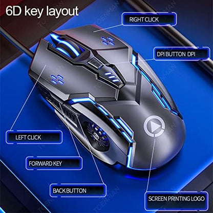 Gaming Mouse Wired, USB Computer Mice for Game & Daily, Chroma RGB Backlit, 4 Adjustable DPI Up to 3200 DPI, Comfortable Grip Ergonomic Mice for PC, Laptop, Mac, Windows (White)