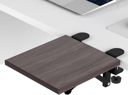 Ergonomics Desk Extender Tray, 9.5"x9.1" Punch-Free Clamp on, Foldable Keyboard Drawer Tray, Table Mount Arm Wrist Rest Shelf, Computer Elbow Arm Support