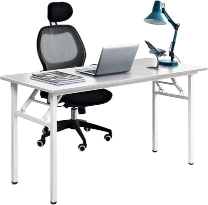 SogesGame Study Computer Desk 39.4 Inch Home Office Writing Small Desk, Modern Simple Style PC Table, Foldable Desk No Install Needed, White