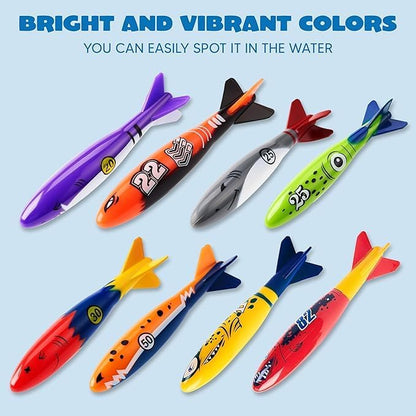 JOYIN 8 Pack Pool Toys, Shark Underwater Diving Toys, Colorful Swimming Toy Sinking Throwing for Kids Gifts Summer Swim Dive Training Water Fun Pool Games(Sharks)