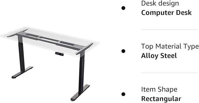 AIMEZO Heavy Duty Standing Desk Frame, Dual Motor Electric Height Adjustable Sit Stand Desk Frame with 4 Memory Preset Button, USB Charging Port for Home Office (2 Tier Legs, Black)