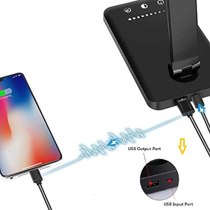 LED Desk Lamp Dimmable Table Reading Lamp with USB Charging Port, 5 Lighting Modes, Sensitive Control, 30/60 Minutes Auto-Off Timer, Eye-Caring Office Lamp (Black)