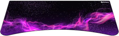 Arozzi Arena Special Edition Ultrawide Curved Gaming and Office Desk with Full Surface Water Resistant Desk Mat Custom Monitor Mount Cable Management Cut Outs - Purple Galaxy