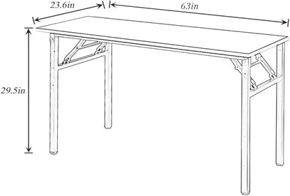 SogesGame 62 inches Computer Desk Folding Table Small Writing Desk Compact Desk Foldable Desk No Install Needed,White,LP-AC5WW-157