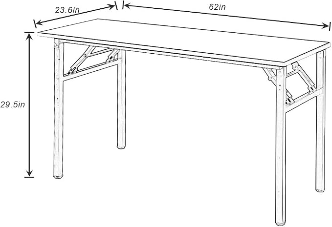 Need Home Office Desk - 62 Inches Large Computer Desk Sturdy Black Table Foldable Desk Gaming Computer Table No Assembly Required Teak AC5BB(157.5 * 60) | Black Frame Writing Gaming Work Table/Foldable Home Office Desk/Sewing Table, No Assembly Required