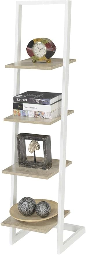 Convenience Concepts Designs2Go 4 Tier Ladder Bookshelf, Ice White / White