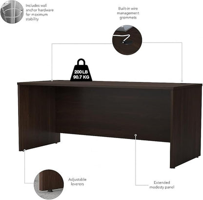 Bush Business Furniture Studio C Office Desk, Computer Table for Home or Professional Workspace, 72W x 30D, Black Walnut