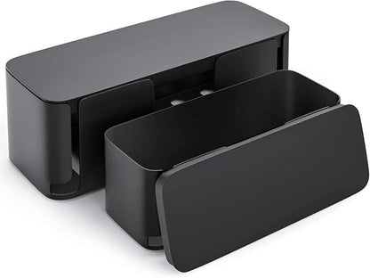 YECAYE 2 Pack Cable Management Box, Pet Friendly Cable Box Organizer for Home & Office, Child-Proof Floor Cord Cover, Cord Management and Cord Hider, Black