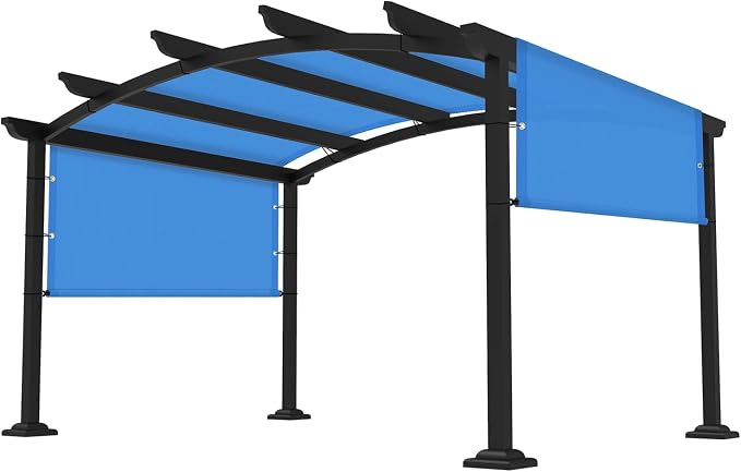 14' × 24' Pergola Shade Cover Universal Replacement Canopy Cover Outdoor Durable Fabric Sun Shade Cloth for Deck Patio Porch Backyard Gazebo with Grommets & Weighted Rods, Blue