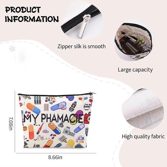 Pharmacy Technician Makeup Bag Pharmacist Graduation Retirement Appreciation Gifts Pharmacy Medication Storage Pharmacist Student Essentials Medical Zip Bag Travel Pharmacie Toiletry Cosmetic Pouch