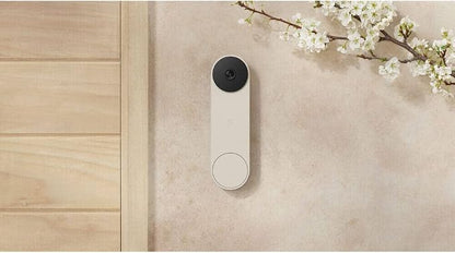 Google Nest Doorbell (Battery) - Linen | 6x digital zoom video doorbell, HD, 24/7 live view, Night vision, HDR, works with Google Home & Gemini