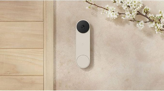 Google Nest Doorbell (Battery) - Linen | 6x digital zoom video doorbell, HD, 24/7 live view, Night vision, HDR, works with Google Home & Gemini