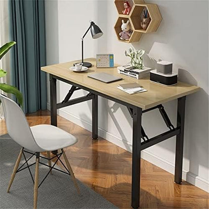 SogesGame Computer Desk, 47 Inch Modern Simple Style Folding Tables, Home Office Writing Desk, Folding Table, No Install Needed, Teak Black